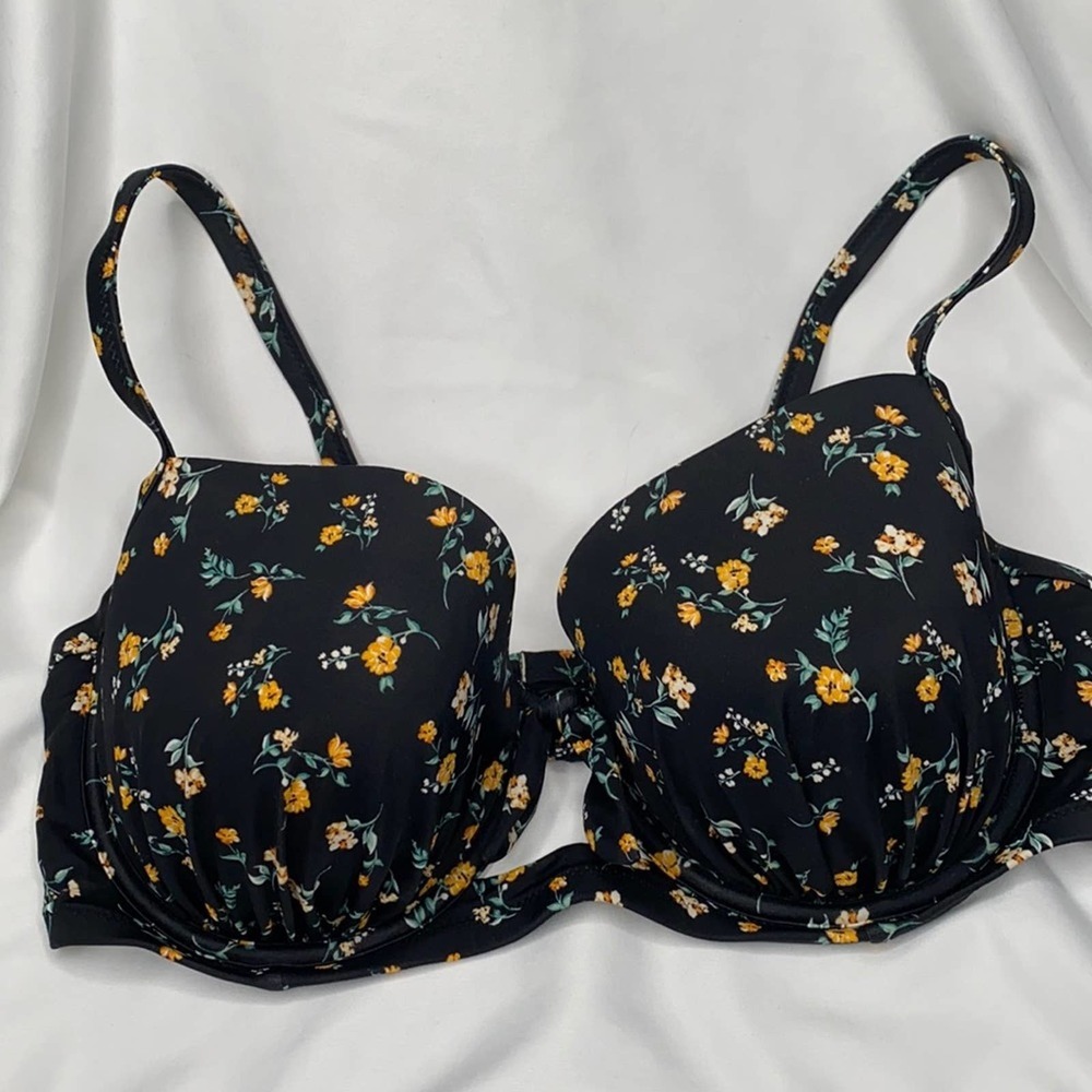 Shade & Shore Bikini Black white Yellow Flower Floral Print graphics BOHO